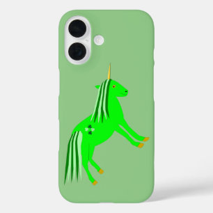 Cute Irish Green and Gold Unicorn iPhone 16 Case