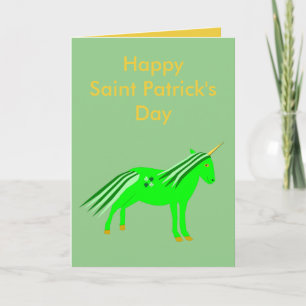 Cute Irish Green and Gold Unicorn Custom Card