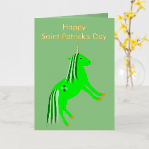 Cute Irish Green and Gold Unicorn Custom Foil Greeting Card