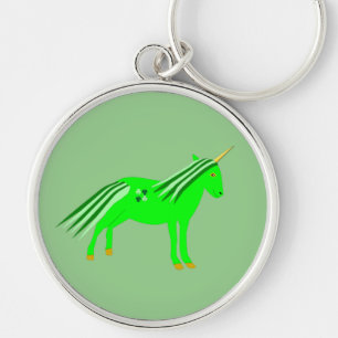 Cute Irish Green and Gold Unicorn Key Ring