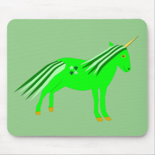 Cute Irish Green and Gold Unicorn Mouse Mat