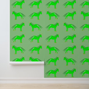 Cute Irish Green and Gold Unicorn Patterned Wallpaper