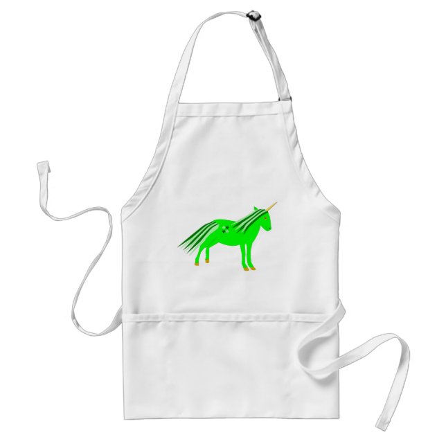 Cute Irish Green and Gold Unicorn Standard Apron (Front)