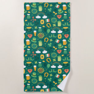 Cute Irish Icon Pattern Beach Towel