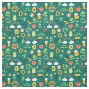 Cute Irish Icon Pattern Fabric