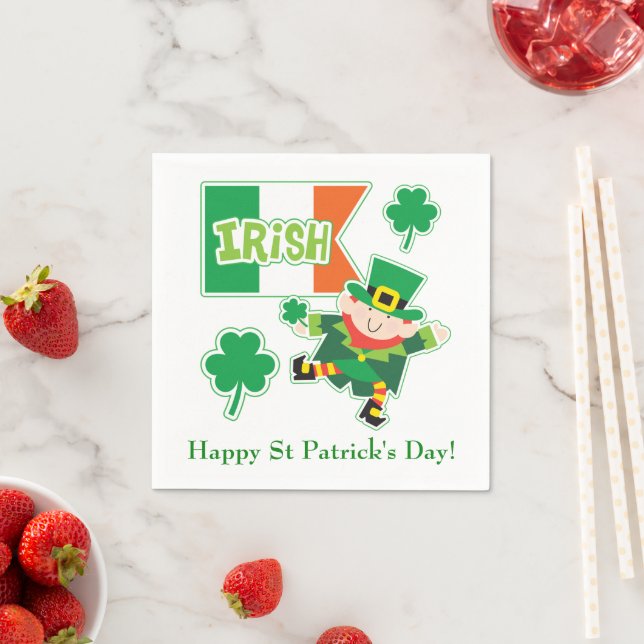 Cute Irish Leprechaun Napkin (Insitu)