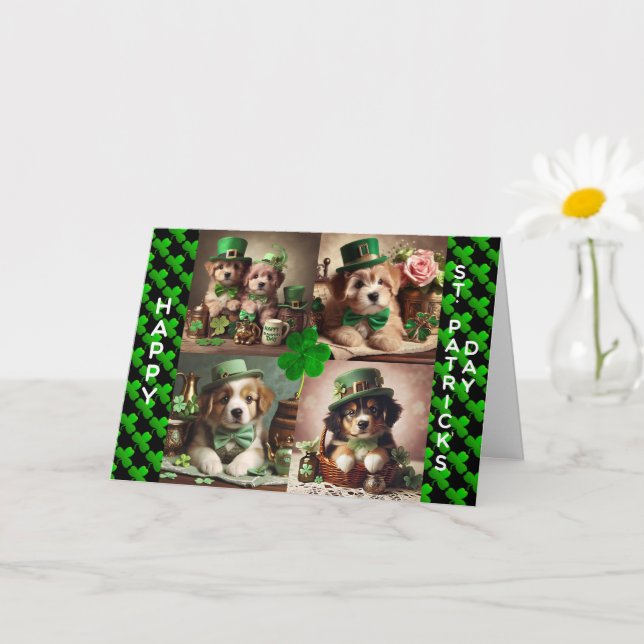 Cute Irish Puppies Happy St Patrick's Day  Card (Small Plant)