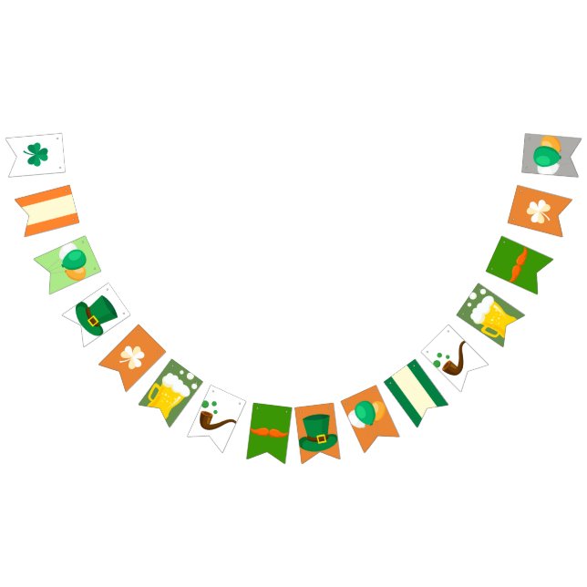 Cute Irish Saint Patrick Day festival green orange Bunting (All)