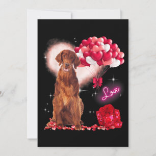 Cute Irish Setter Balloon Heart Valentines Day Val Invitation