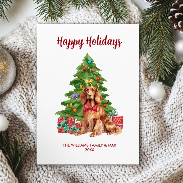 Cute Irish Setter Dog Family Christmas Holiday Card (Creator Uploaded)