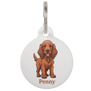 Cute Irish Setter Personalise Pet Tag