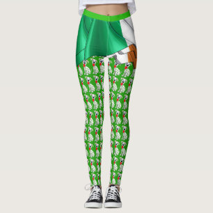 Cute Irish Shamrock Dog Pop Fashion Leggings