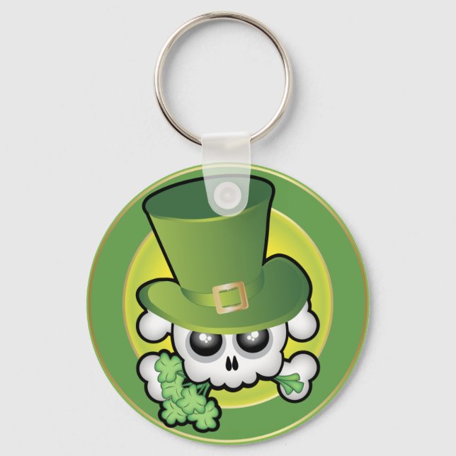 Cute Irish Skull Key Ring (Front)