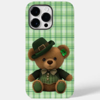 CUTE IRISH TEDDY BEAR WITH GREEN PLAID PATTERN