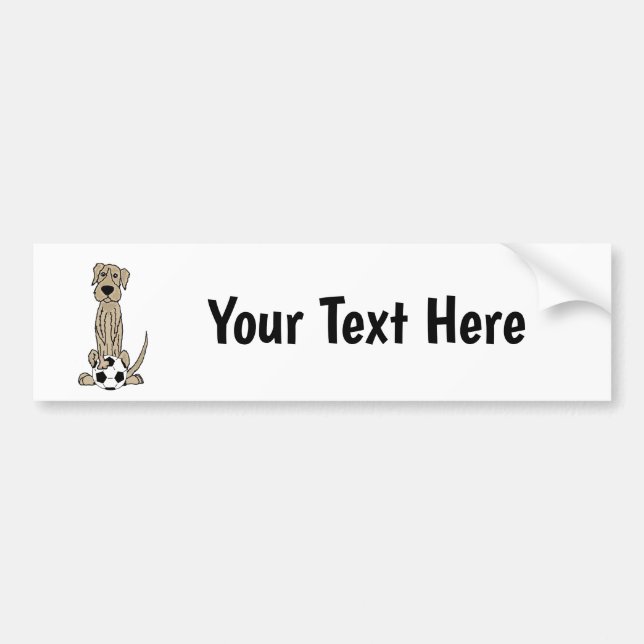 Cute Irish Wolfhound Playing Soccer Cartoon Bumper Sticker (Front)