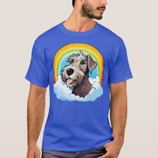 Cute Irish Wolfhound Rainbow Cloud Kawaii Dog Happ T-Shirt
