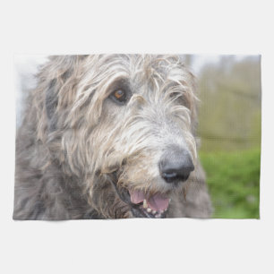 Cute Irish Wolfhound Tea Towel