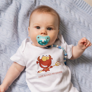 Cute is Only My Cover Red Devil Cartoon Baby Bodysuit