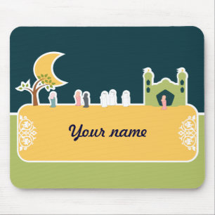 Cute Islamic Children Mosque Cartoon Muslim Name Mouse Mat