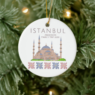 Cute Istanbul Floral City  Ceramic Tree Decoration