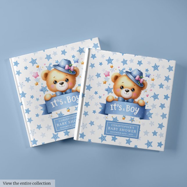 Cute It’s a boy teddy bear baby shower guest book (Cute It’s a boy teddy bear baby shower guest book)