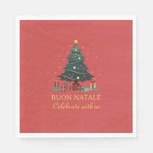 Cute Italian Buon Natale Custom Tree Napkin