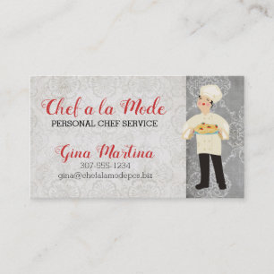 Cute Italian chef pasta catering business card