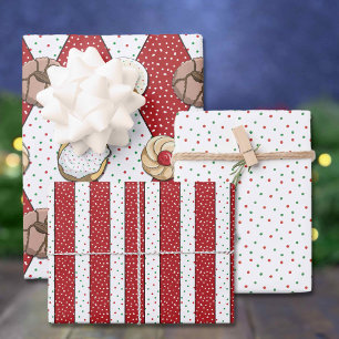 Cute Italian Christmas Cookies, Diamonds & Dots Wrapping Paper Sheet