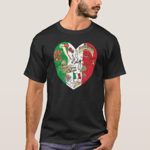 Cute Italian Flag Map Heart Italy Graphic Italian  T-Shirt
