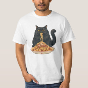 Cute Italian Food Lover Cat Design T-Shirt