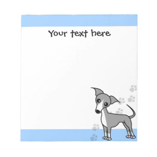 Cute Italian Greyhound Cartoon  - Pawprint Blue Notepad