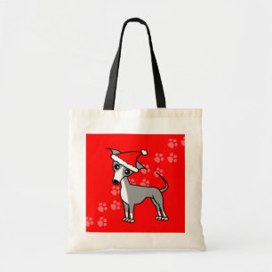 Cute Italian Greyhound Cartoon Santa Hat Tote Bag