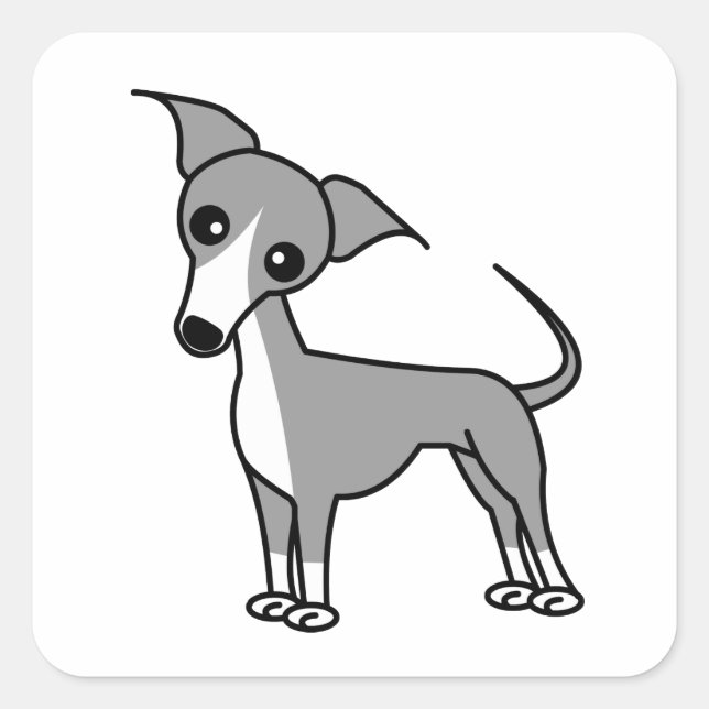Cute Italian Greyhound - Grey Square Sticker (Front)