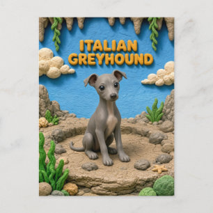 Cute Italian Greyhound Puppy, Baby Dog Postcard