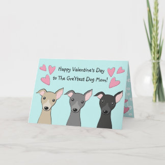 Cute Italian Greyhounds Cartoon Dog Mum Valentines Holiday Card