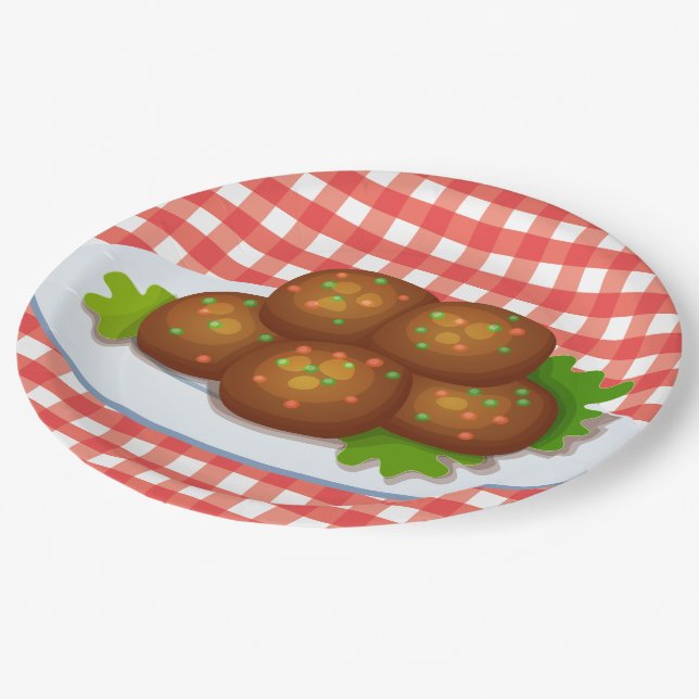 Cute Italian meatballs dinner party Paper Plate (Angled)