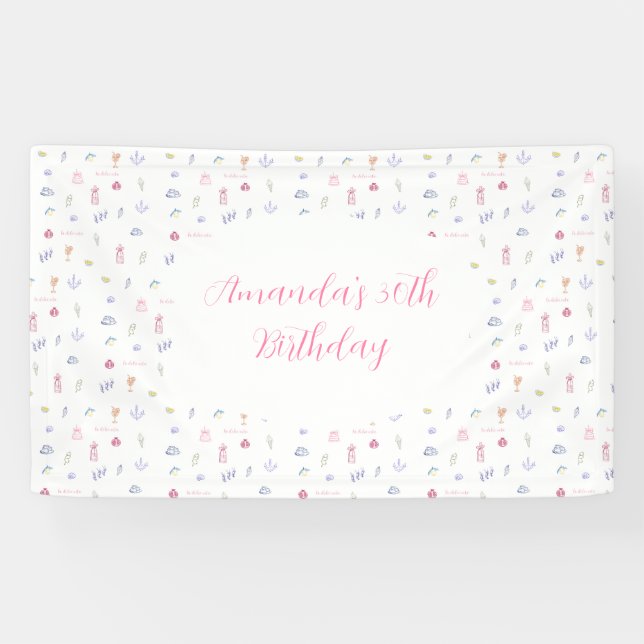 Cute Italian Minimalist Birthday Banner (Horizontal)