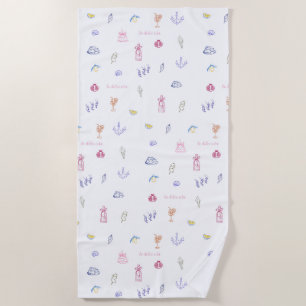 Cute Italian Minimalist Birthday Beach Towel