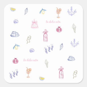 Cute Italian Minimalist Birthday Square Sticker