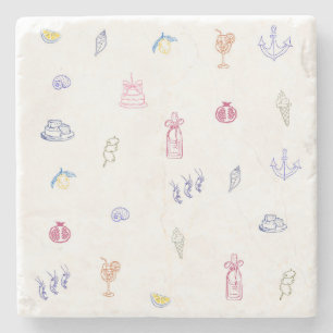 Cute Italian Minimalist Birthday Stone Coaster