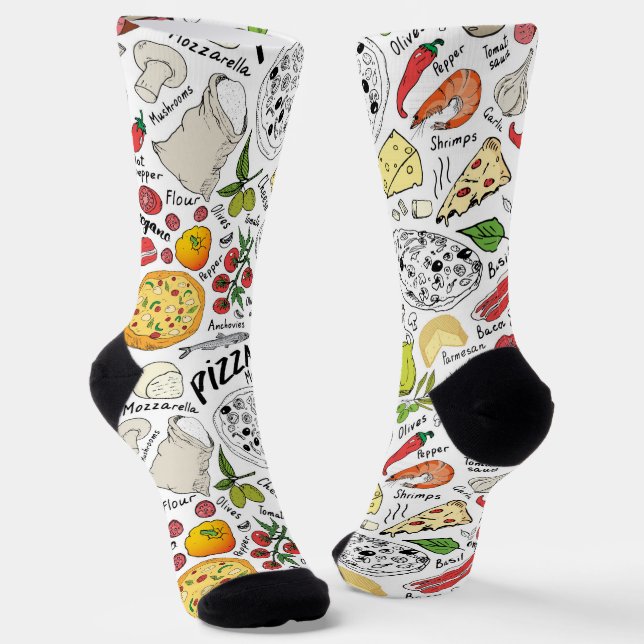 cute Italian pizza lovers tiled  Socks (Angled)