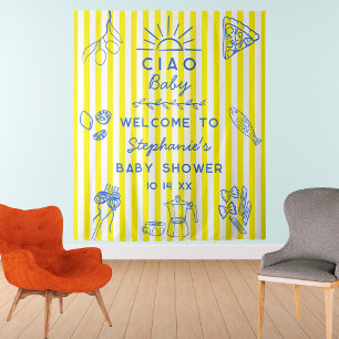 Cute Italian Themed Baby Shower Ciao Baby Backdrop Tapestry