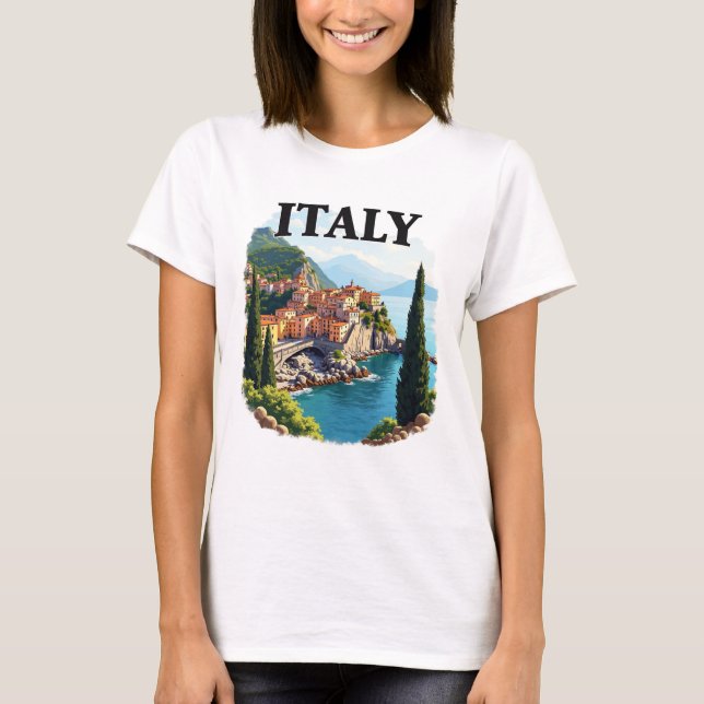 Cute Italy Seaside Scenic Travel Tee (Front)