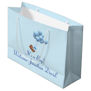 Cute It's a Boy Bear and Balloons Themed Gift Bag