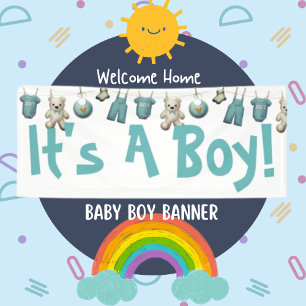 Cute It's A Boy Welcome Home Banner