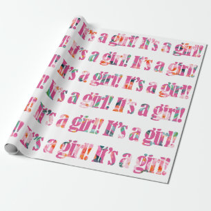 Cute It's A Girl   Pale Magenta Floral Pattern Wrapping Paper