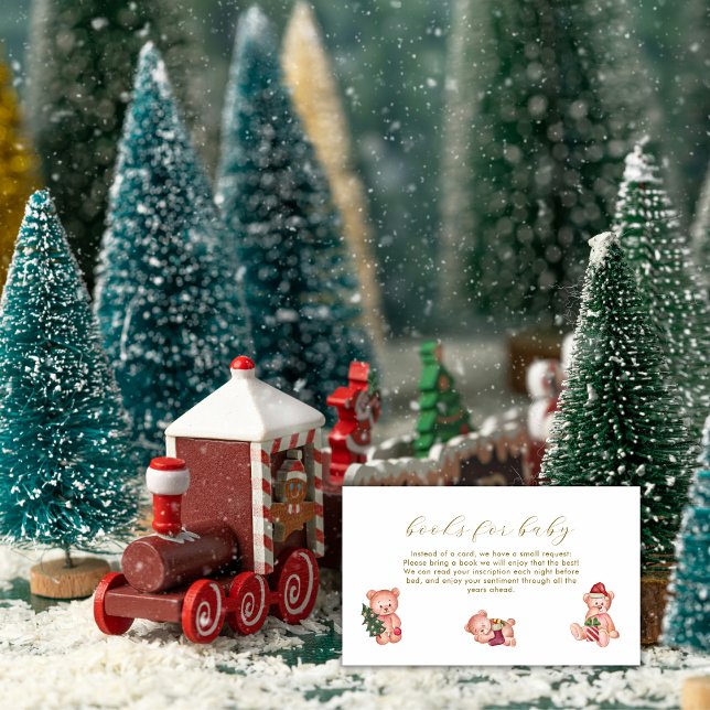 Cute It's Cold Outside Bear Books For Baby Shower  Enclosure Card (Cute It's Cold Outside Bear Books For Baby Shower Enclosure Card)