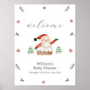 Cute It's Cold Outside Santa Baby Shower Welcome Poster