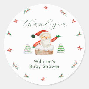 Cute It's Cold Outside Winter Santa Baby Shower Classic Round Sticker