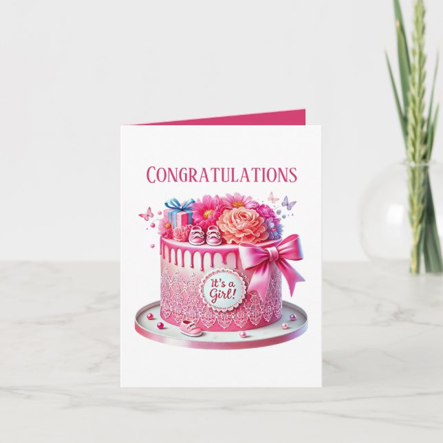 Cute it's girl Congratulations add message Card (Front)
